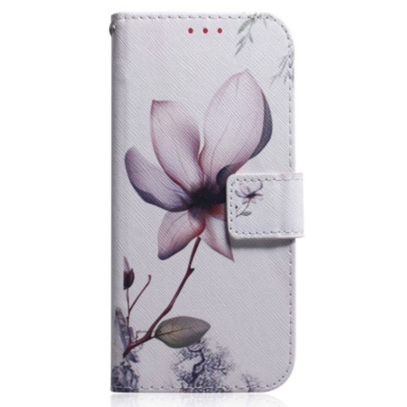 Capa De Couro Para Xiaomi Redmi 10A Flor Rosa