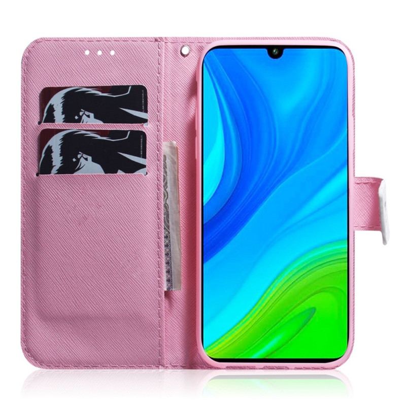 Capa De Couro Para Xiaomi Redmi 10A Flor Rosa