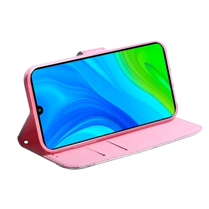 Capa De Couro Para Xiaomi Redmi 10A Flor Rosa