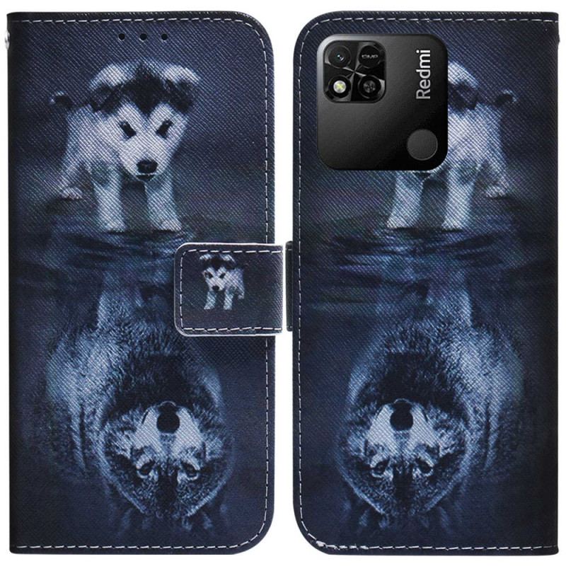 Capa De Couro Para Xiaomi Redmi 10A Sonho De Cachorrinho