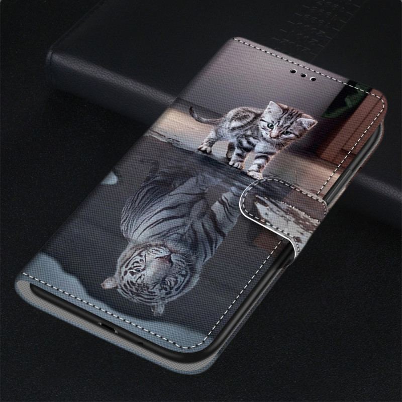 Capa De Couro Para Xiaomi Redmi 10A Sonho De Gatinho