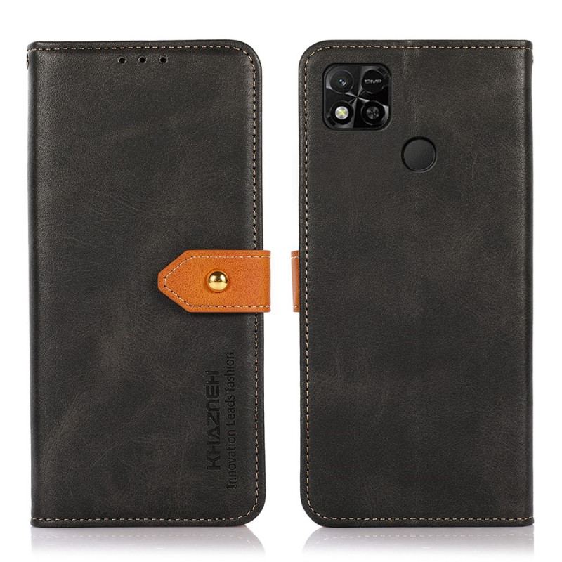 Capa Em Pele Para Xiaomi Redmi 10A Fecho Dourado Bicolor Khazneh