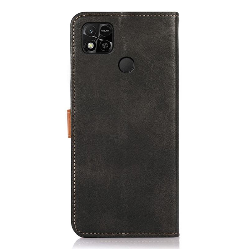 Capa Em Pele Para Xiaomi Redmi 10A Fecho Dourado Bicolor Khazneh