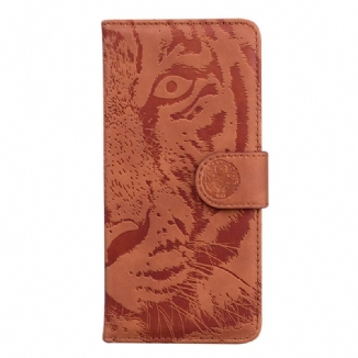 Capa Em Pele Para Xiaomi Redmi 10A Pegada De Tigre