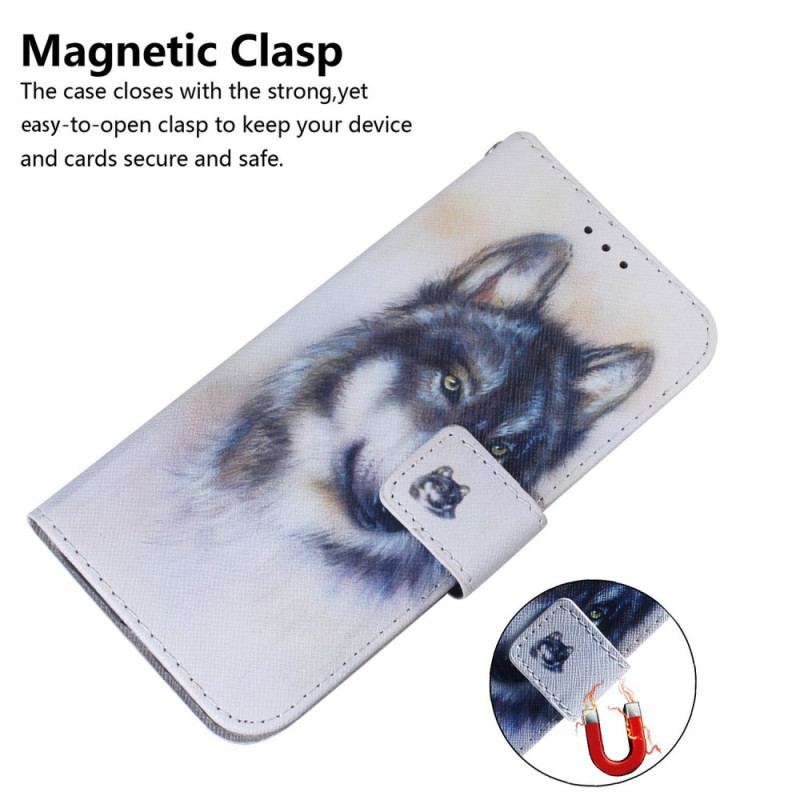 Capa Flip Para Xiaomi Redmi 10A Aquarela Lobo