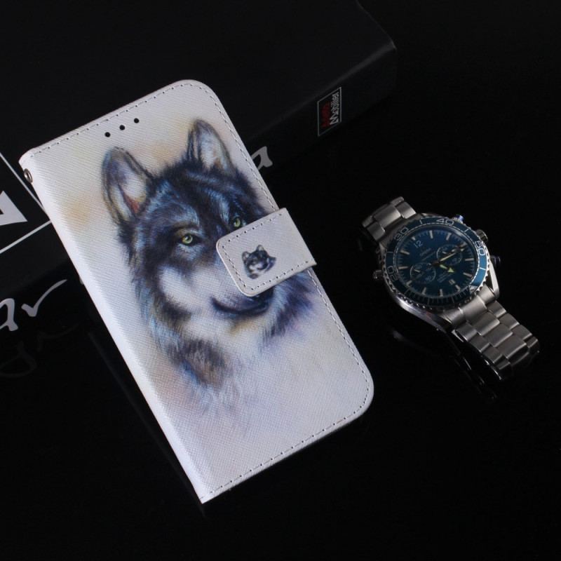 Capa Flip Para Xiaomi Redmi 10A Aquarela Lobo