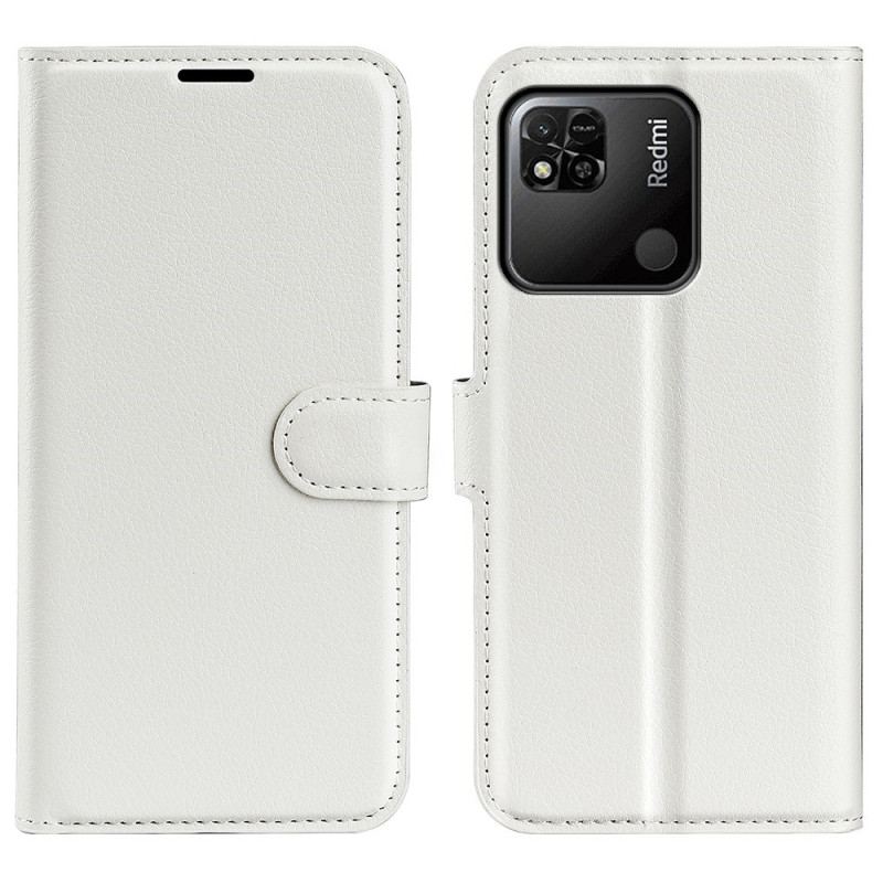 Capa Flip Para Xiaomi Redmi 10A Clássico Efeito Couro Lichia