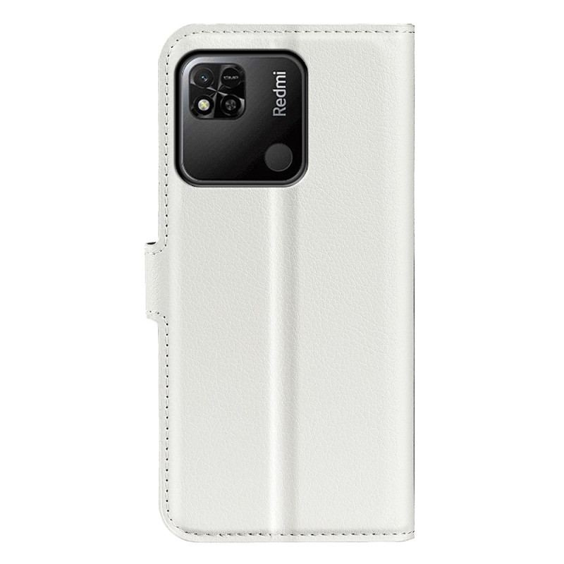 Capa Flip Para Xiaomi Redmi 10A Clássico Efeito Couro Lichia