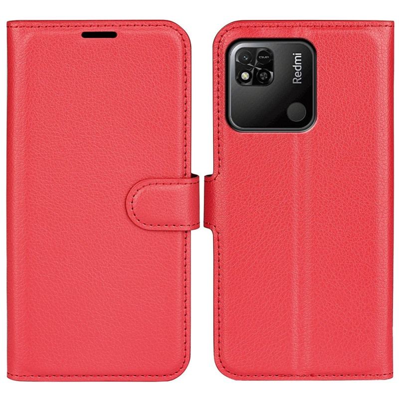 Capa Flip Para Xiaomi Redmi 10A Clássico Efeito Couro Lichia