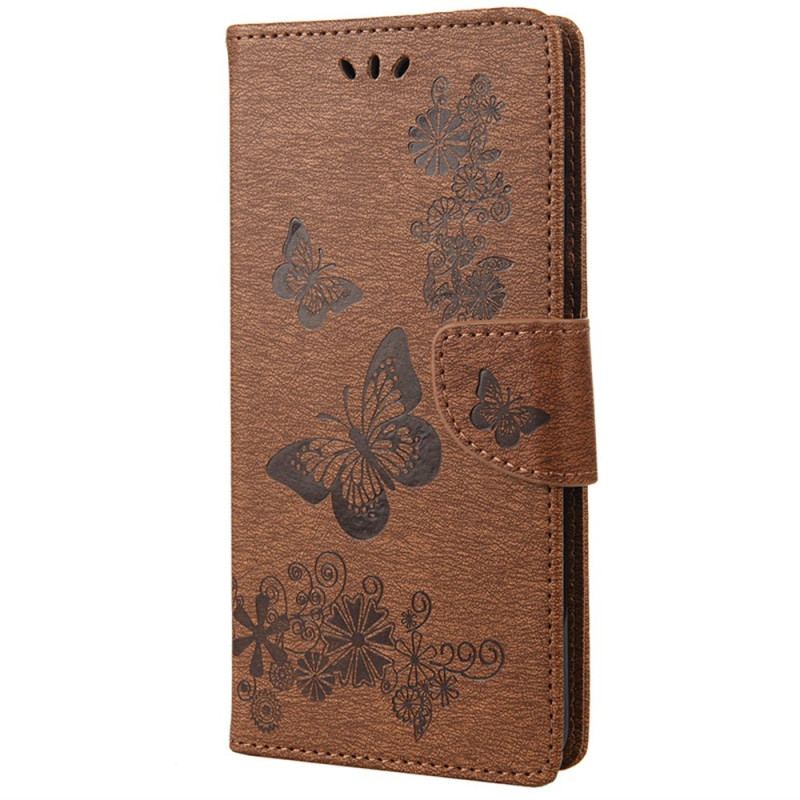 Capa Flip Para Xiaomi Redmi 10A De Cordão Borboletas Esplêndidas