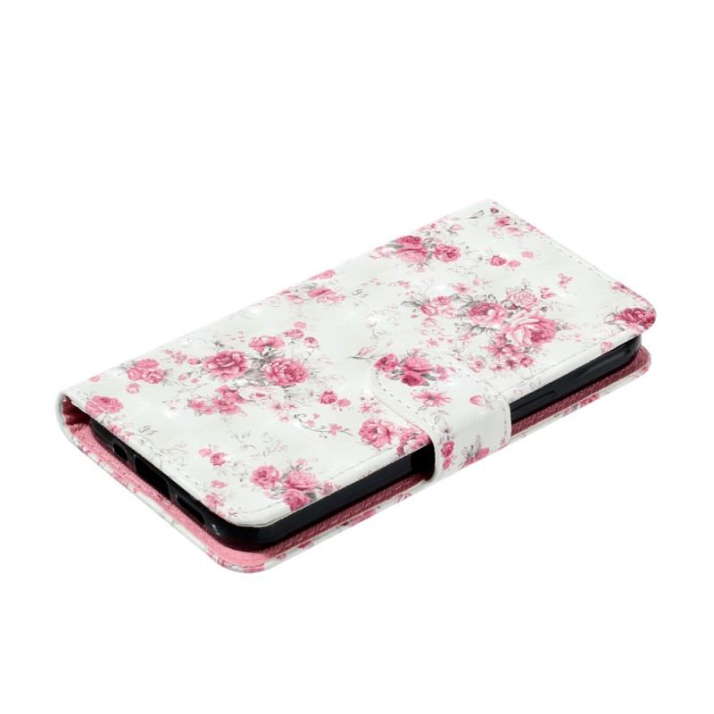 Capa Flip Para Xiaomi Redmi 10A De Cordão Flores Da Liberdade Da Correia