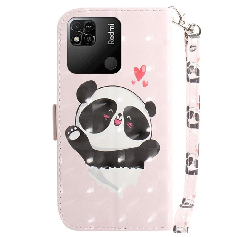 Capa Flip Para Xiaomi Redmi 10A De Cordão Panda Love Com Cordão