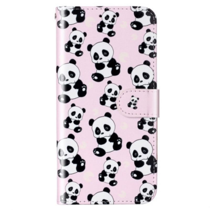 Capa Flip Para Xiaomi Redmi 10A De Cordão Pandas Strappy