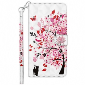 Capa Flip Para Xiaomi Redmi 10A De Cordão Roseira Strappy