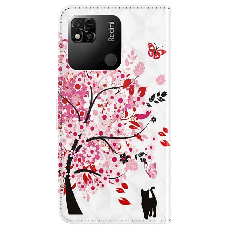 Capa Flip Para Xiaomi Redmi 10A De Cordão Roseira Strappy