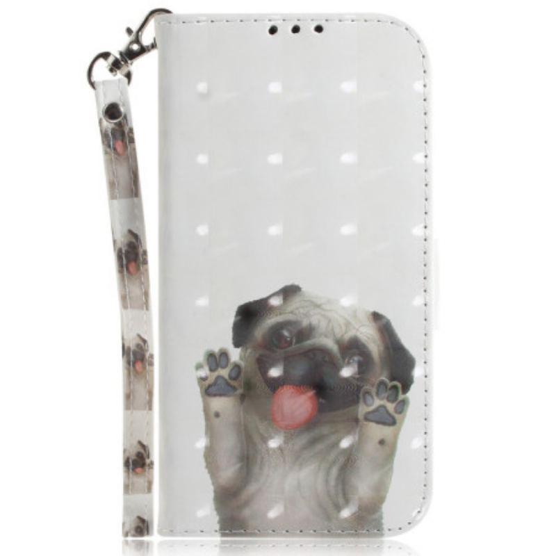 Capa Flip Para Xiaomi Redmi 10A De Cordão Tanga Pug