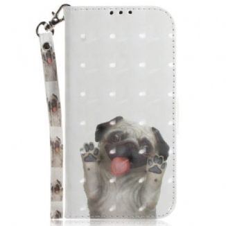 Capa Flip Para Xiaomi Redmi 10A De Cordão Tanga Pug