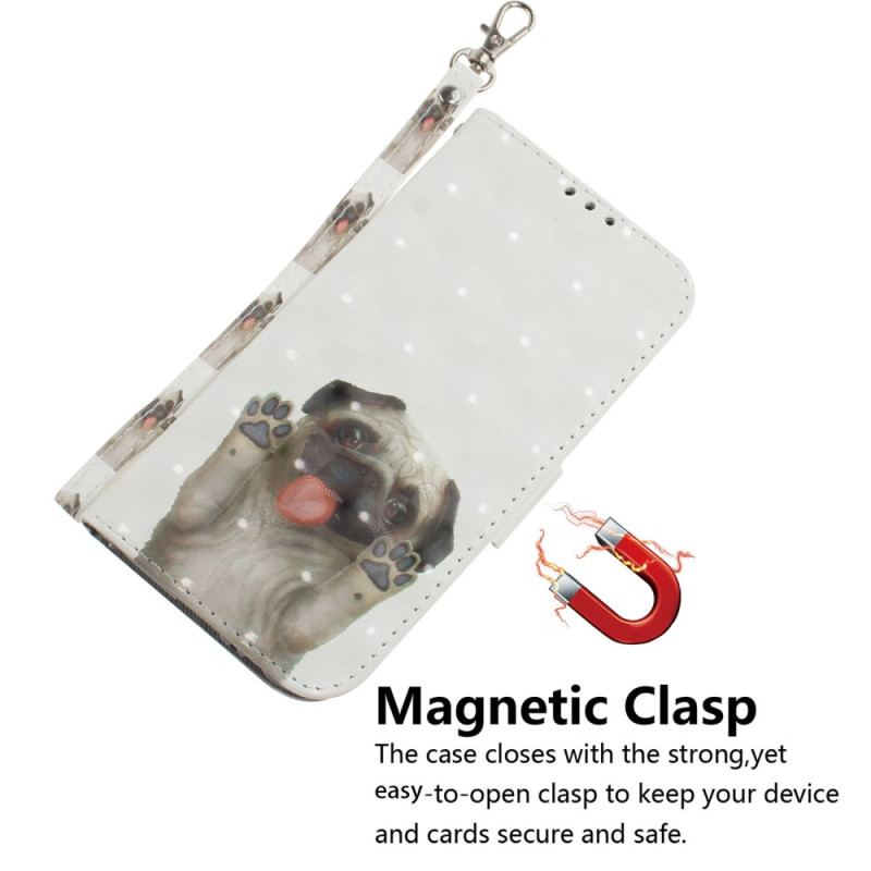 Capa Flip Para Xiaomi Redmi 10A De Cordão Tanga Pug