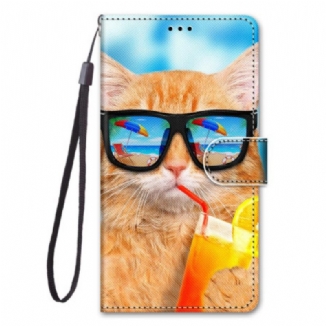 Capa Flip Para Xiaomi Redmi 10A Gato Da Árvore Relaxar