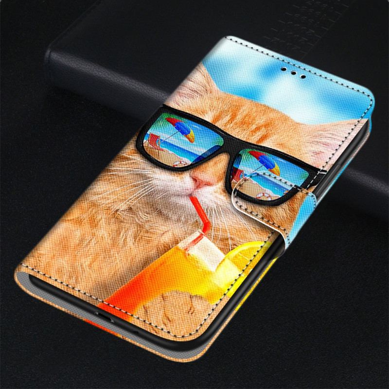 Capa Flip Para Xiaomi Redmi 10A Gato Da Árvore Relaxar