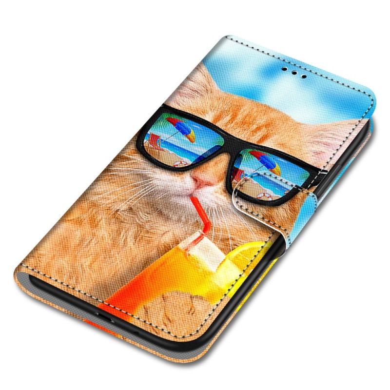 Capa Flip Para Xiaomi Redmi 10A Gato Da Árvore Relaxar