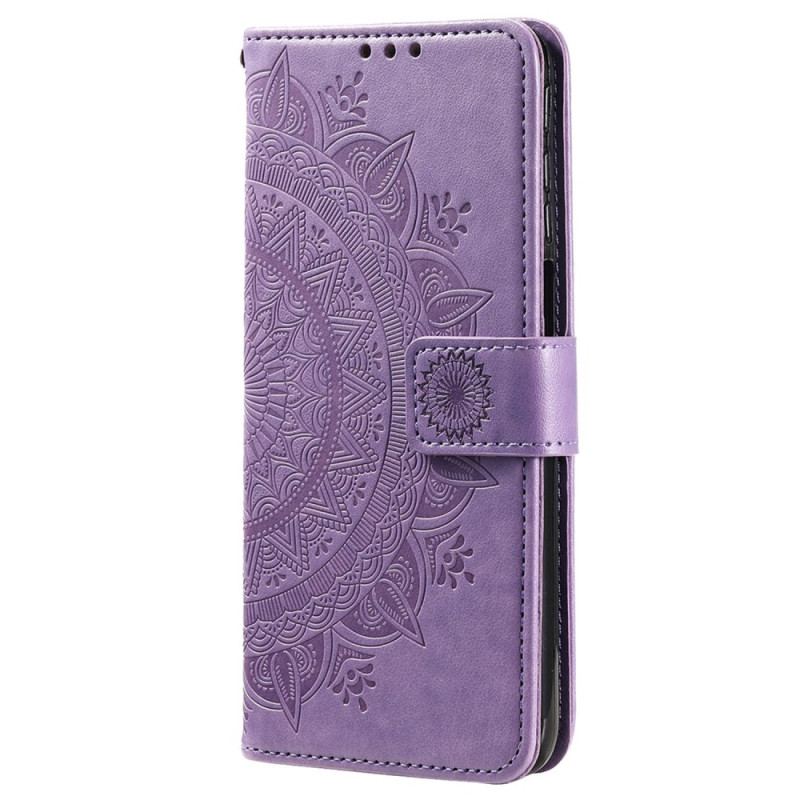 Capa Flip Para Xiaomi Redmi 10A Mandala Sol Com Cordão