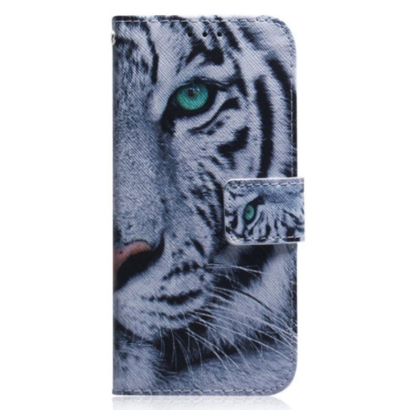 Capa Flip Para Xiaomi Redmi 10A Tigre Branco