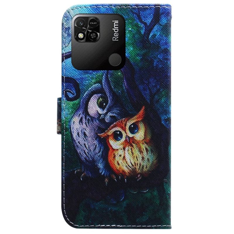 Capa Folio Para Xiaomi Redmi 10A Corujas Pintando