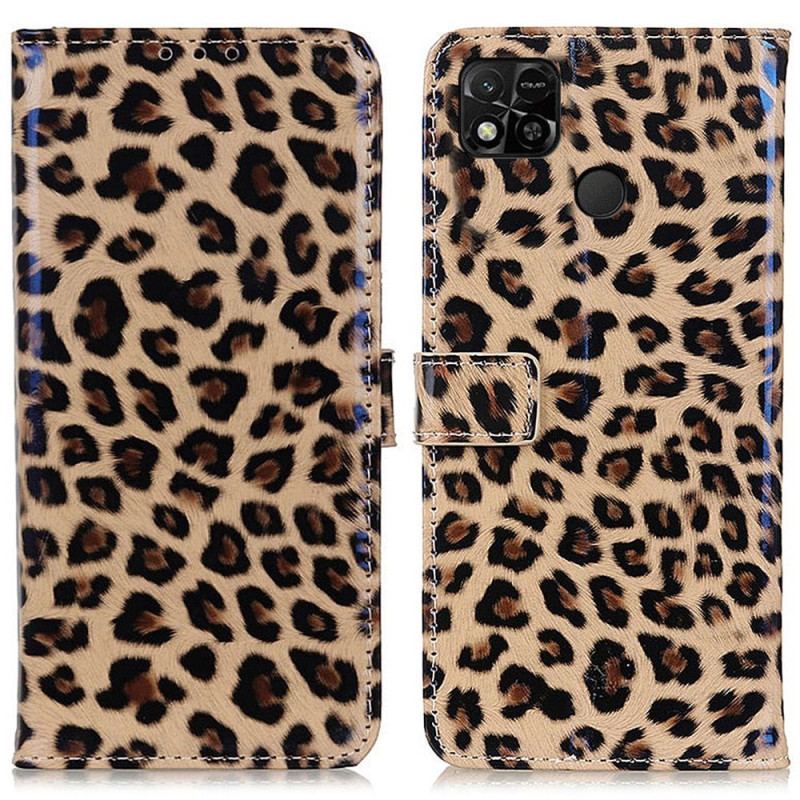 Capa Folio Para Xiaomi Redmi 10A Efeito Pele De Leopardo