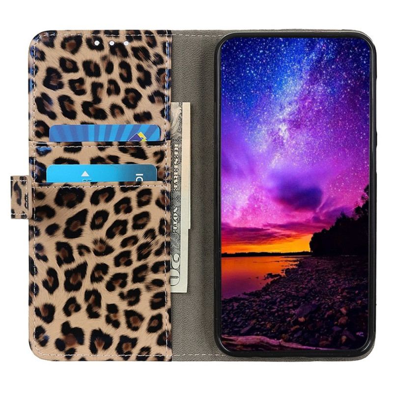 Capa Folio Para Xiaomi Redmi 10A Efeito Pele De Leopardo