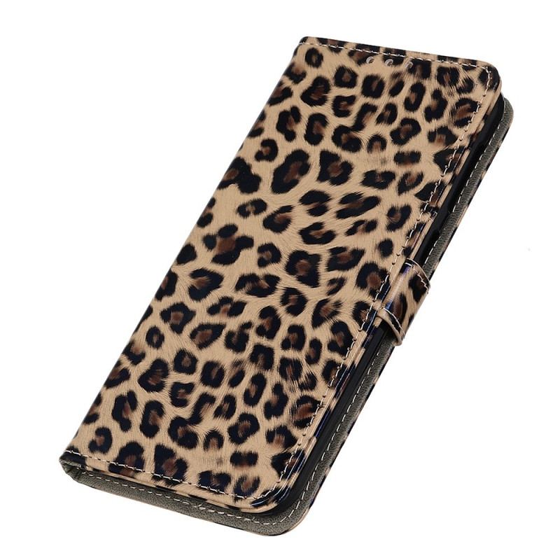 Capa Folio Para Xiaomi Redmi 10A Efeito Pele De Leopardo