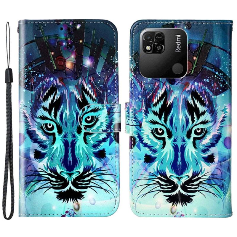 Capa Folio Para Xiaomi Redmi 10A O Tigre Com Cordão