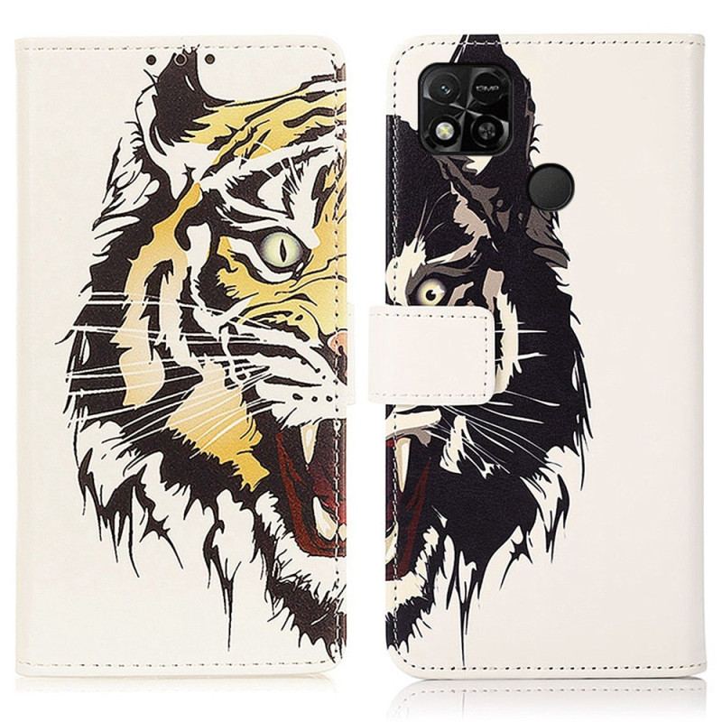 Capa Folio Para Xiaomi Redmi 10A Tigre Selvagem