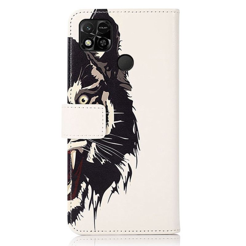 Capa Folio Para Xiaomi Redmi 10A Tigre Selvagem