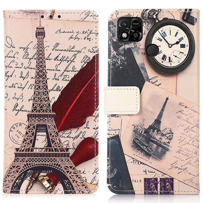 Capa Folio Para Xiaomi Redmi 10A Torre Eiffel Do Poeta