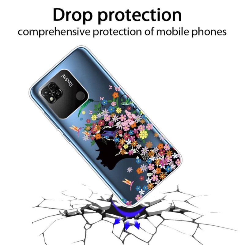 Capa Para Xiaomi Redmi 10A Cabeça De Flor Transparente