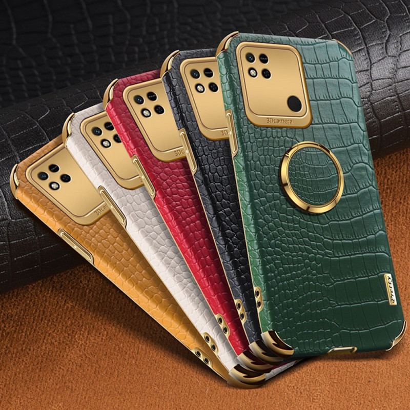 Capa Para Xiaomi Redmi 10A Efeito Crocodilo Com Anel