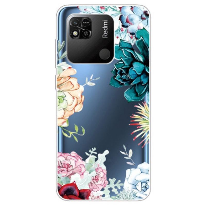 Capa Para Xiaomi Redmi 10A Flores Em Aquarela Sem Costura