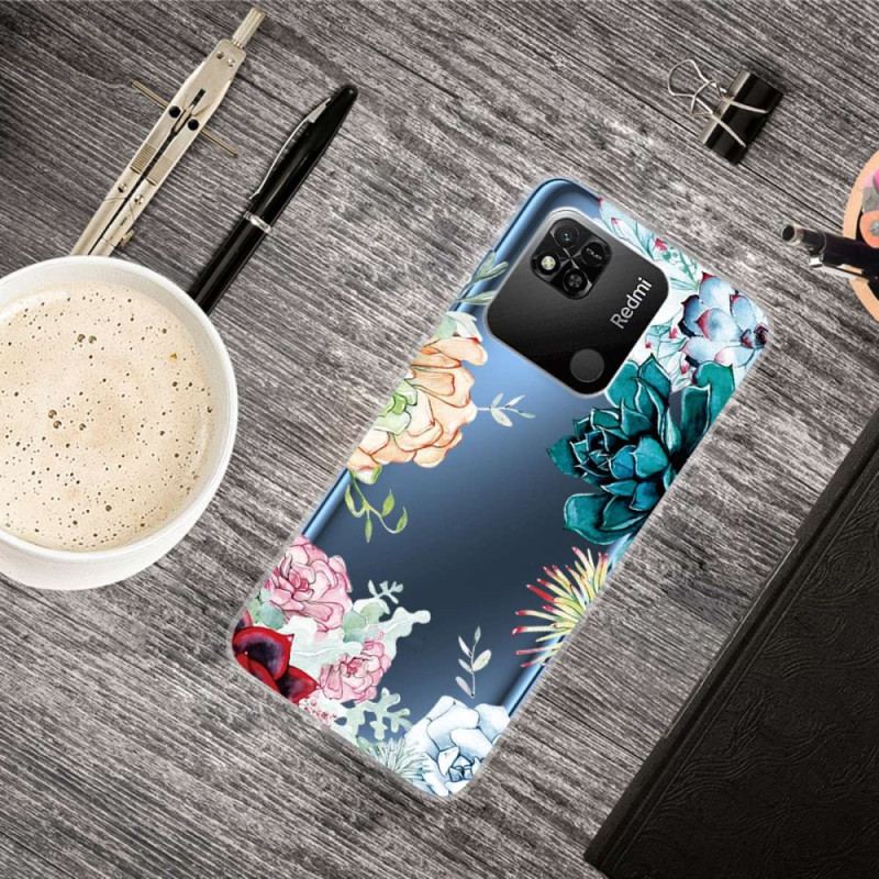 Capa Para Xiaomi Redmi 10A Flores Em Aquarela Sem Costura