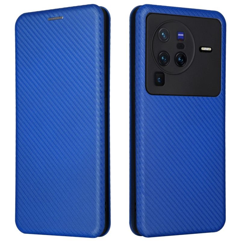 Capa De Celular Para Vivo X80 Pro Flip Fibra De Carbono Colorida