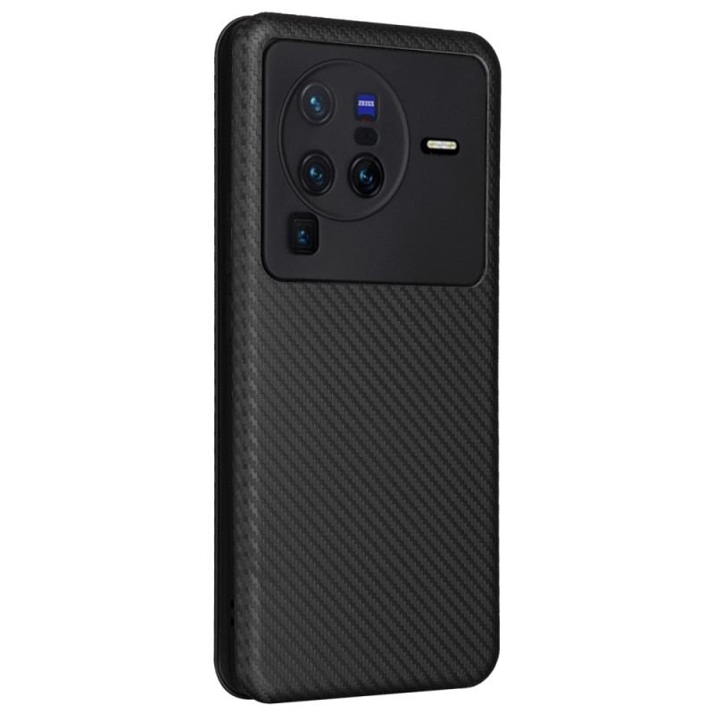 Capa De Celular Para Vivo X80 Pro Flip Fibra De Carbono Colorida