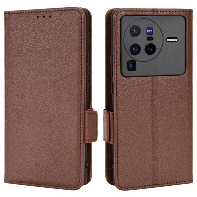 Capa Flip Para Vivo X80 Pro De Couro Aba Dupla Novas Cores