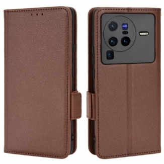 Capa Flip Para Vivo X80 Pro De Couro Aba Dupla Novas Cores