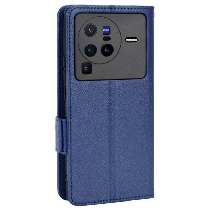 Capa Flip Para Vivo X80 Pro De Couro Aba Dupla Novas Cores