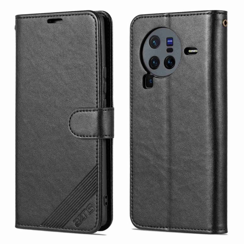 Capa Folio Para Vivo X80 Pro Couro Sintético Azns