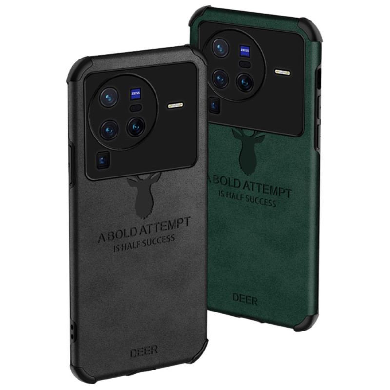 Capa Para Vivo X80 Pro Couro Falso De Veado