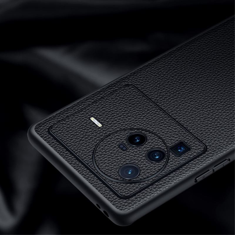 Capa Para Vivo X80 Pro Couro Lichia Genuíno