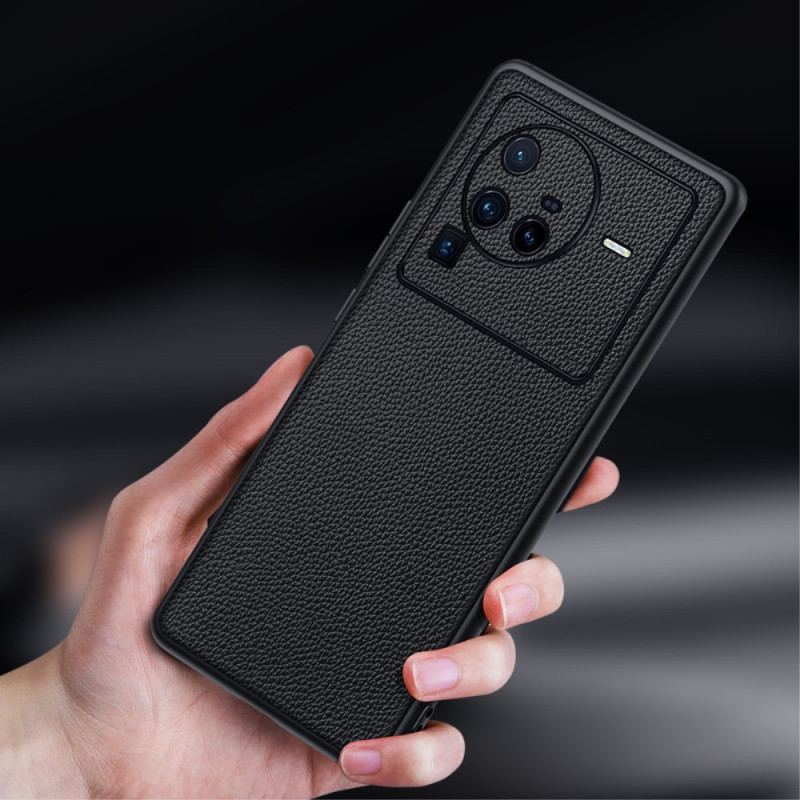 Capa Para Vivo X80 Pro Couro Lichia Genuíno