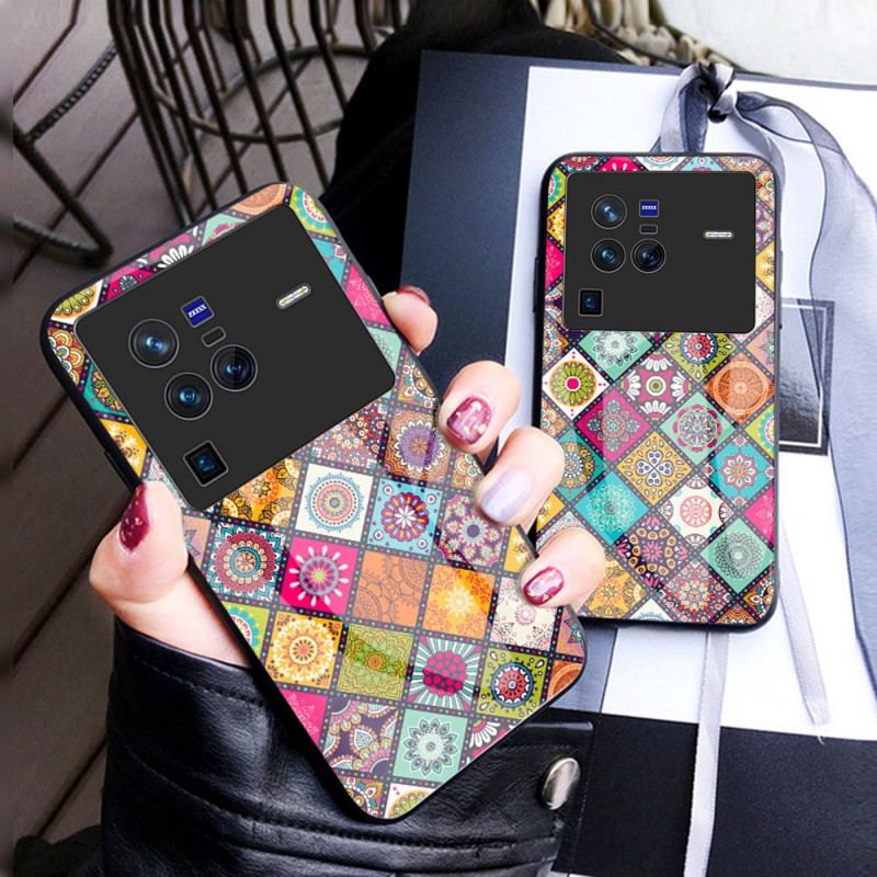 Capa Para Vivo X80 Pro Suporte Magnético Patchwork