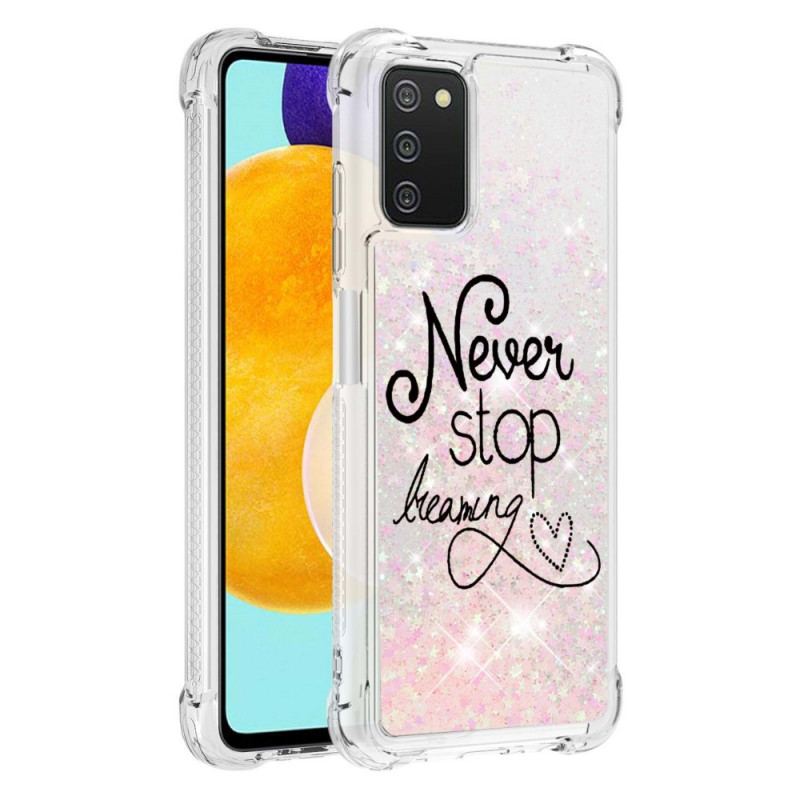 Capa De Celular Para Samsung Galaxy A03s Nunca Pare De Sonhar Com Glitter